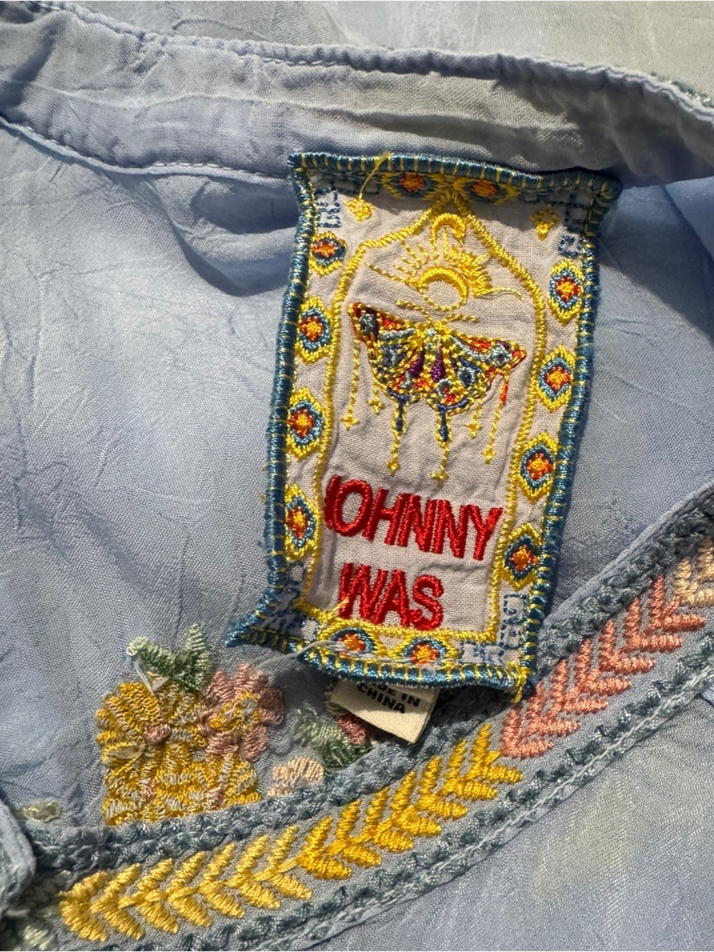 Johnny Was Zinnia Blue Embroidered Floral Tunic Blouse Women’s Small - Picture 8 of 8